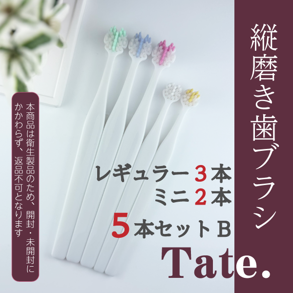 Tate.縦磨き歯ブラシ　レギュラー3本＆ミニ2本　5本セットB